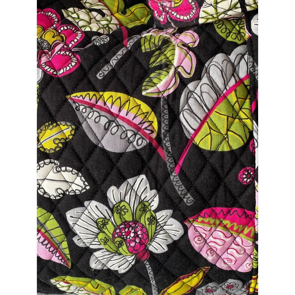 Vera Bradley Quilted Travel Tote Bag 20" Moon Blooms VGUC Black Pink Green White - Picture 9 of 16